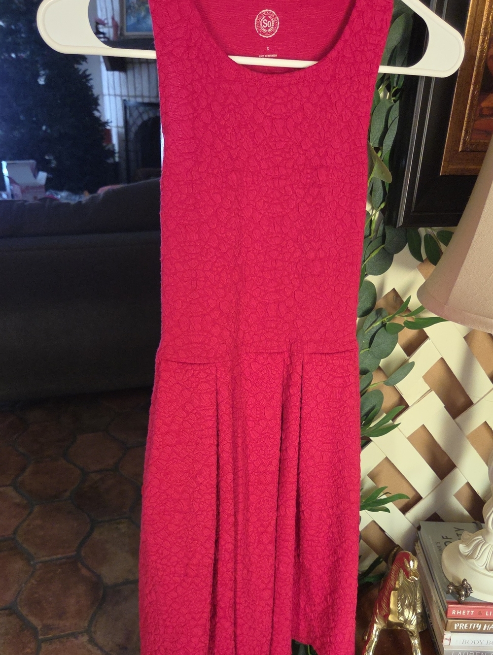 SO Fuchsia Textured Sleeveless Fit & Flare Dress